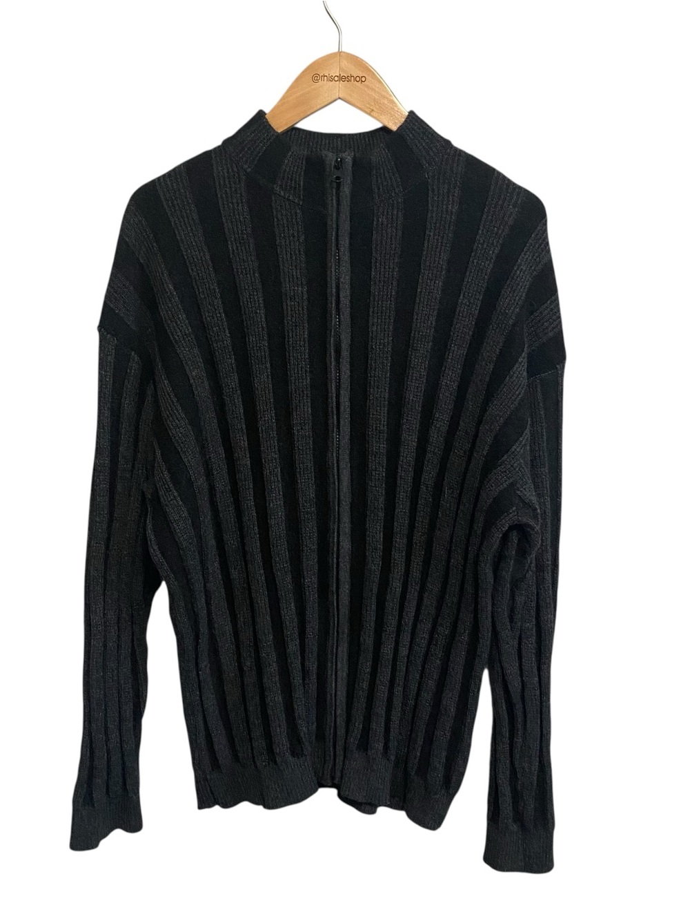 Bugatchi Vovo Men's Gray Vintage Pure Merino Wool Full Zip Sweater Size Large